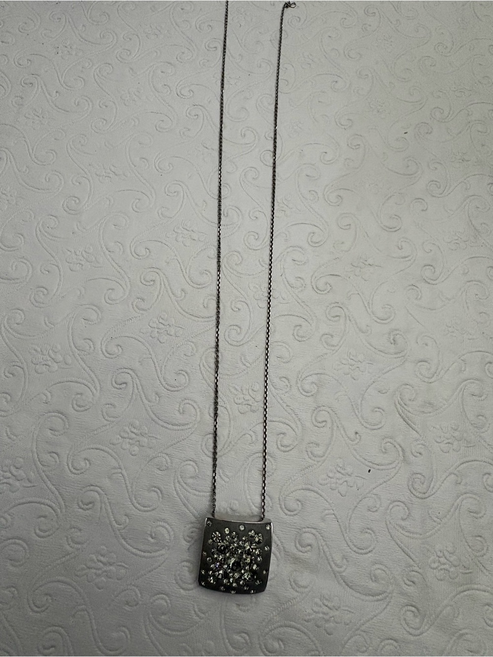 Grey 925 Crystal Accent Pendant Necklace